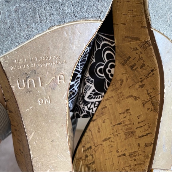 Unisa W9 Wedge Sandal Black White Peep Toe - Picture 6 of 6